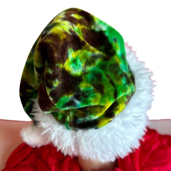 Santa Hat Tie Dye Handcrafted Handsewn Holiday Accessories Party Ready Christmas - Picture 4 of 7